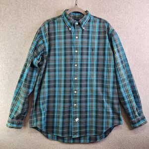 Ralph Lauren Shirt Mens L Blue Plaid Heavyweight Flannel Vintage Grunge Cabin